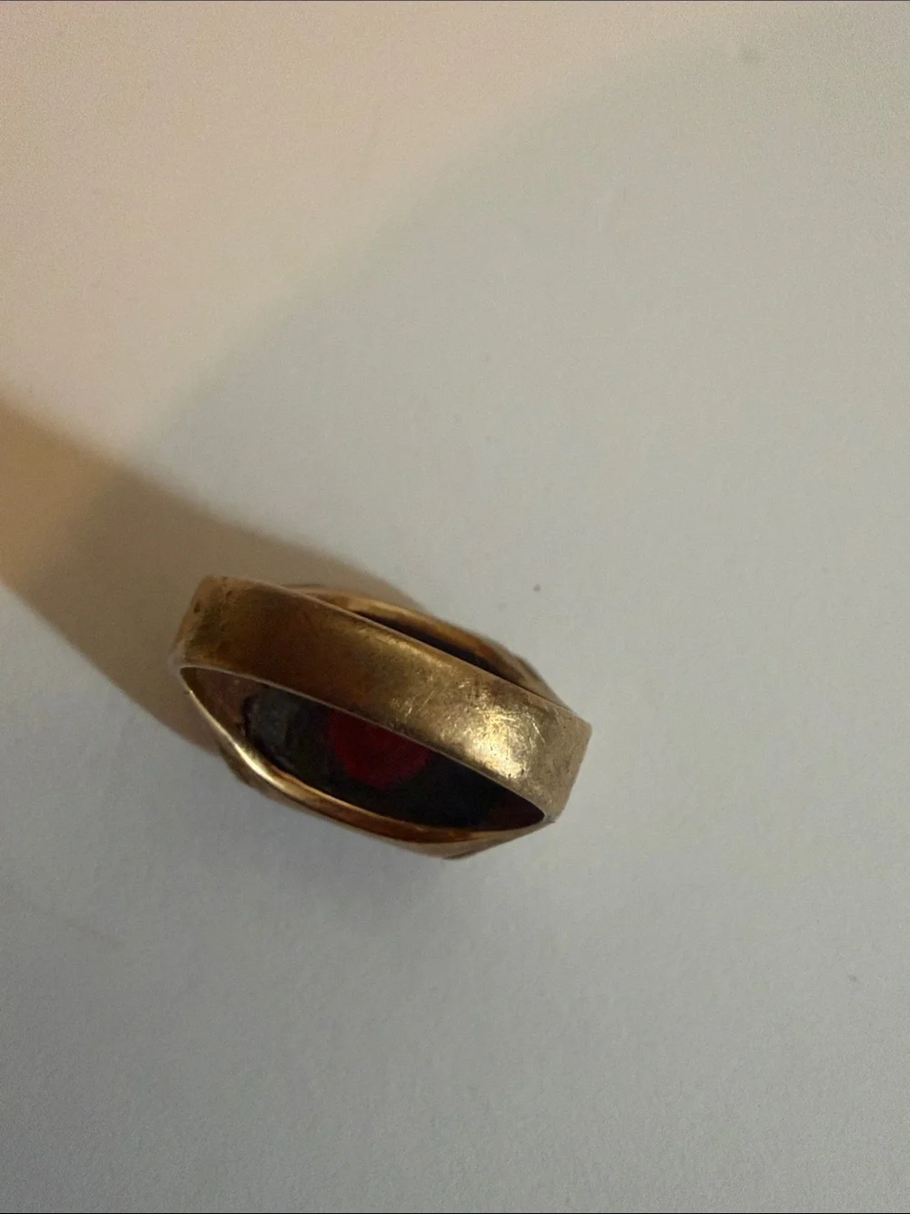 Vintage 10K Gold Freemason Masonic Ring Red Stone Square & Compass Size 10